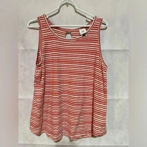 CAbi Red and White Striped Tank Top